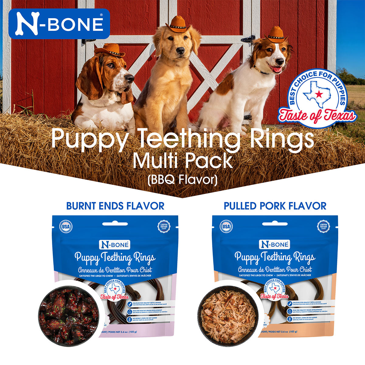 Puppy Teething Rings Multi Pack BBQ Flavor