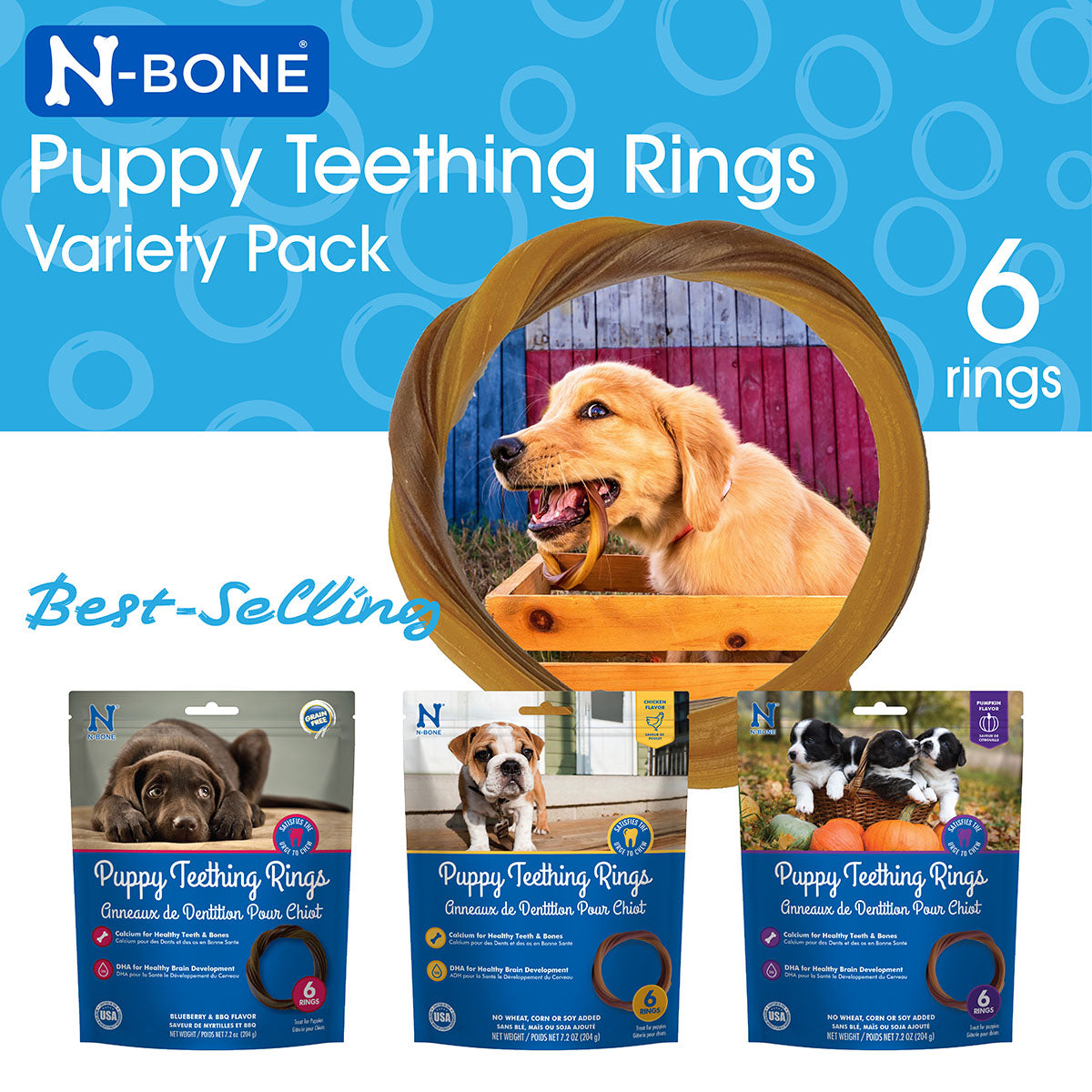 N-Bone Puppy Teething Rings Count Bag Variety Pack, Chicken