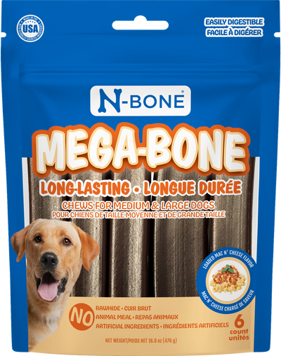 N-Bone® Mega-Bone Long-Lasting Chew Mac n' Cheese Flavor 6 count