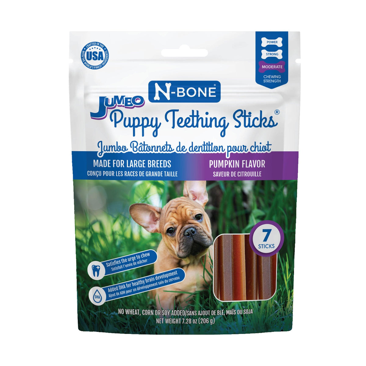 N-Bone® Jumbo Puppy Teething Sticks, Pumpkin Flavor (1 Bag, 7 Sticks)