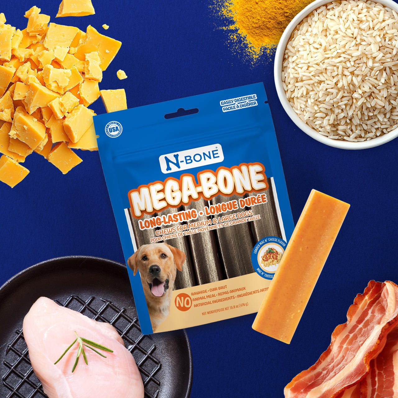 N-Bone® Mega-Bone Long-Lasting Chew Mac n' Cheese Flavor 6 count