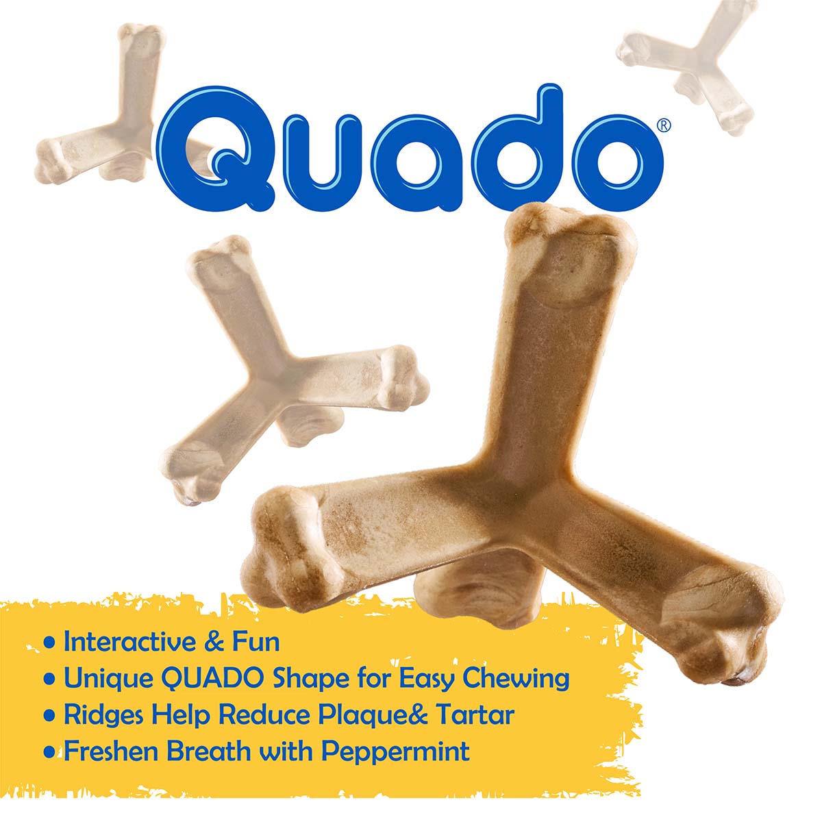 N-Bone® Quado® Interactive Dried Dog Chew Bone Average Joe Varity Pack, Peanut + Pumpkin + BBQ + Bacon, Total 4 bags