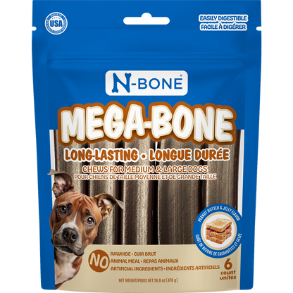N-Bone® Mega-Bone Long-Lasting Chew Peanut Butter & Jelly Flavor  6 count
