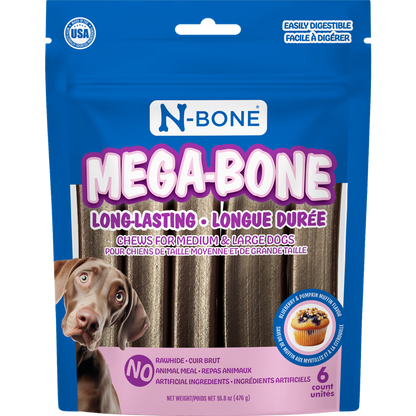 N-Bone® Mega-Bone Long-Lasting Chew Blueberry Pumpkin Muffin Flavor 6 count