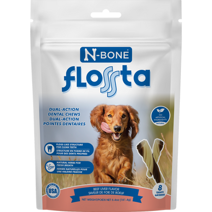 N-Bone Flossta Dual-Action Dental Chews Beef Liver Flavor