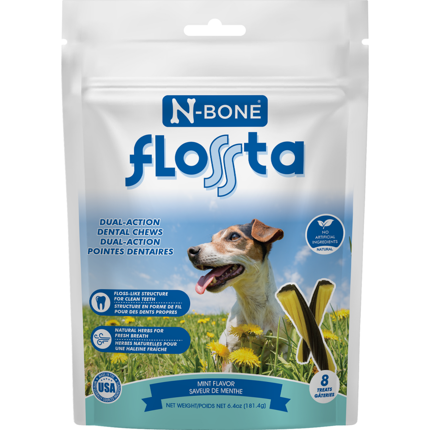 N-Bone Flossta Dual-Action Dental Chews Mint Flavor