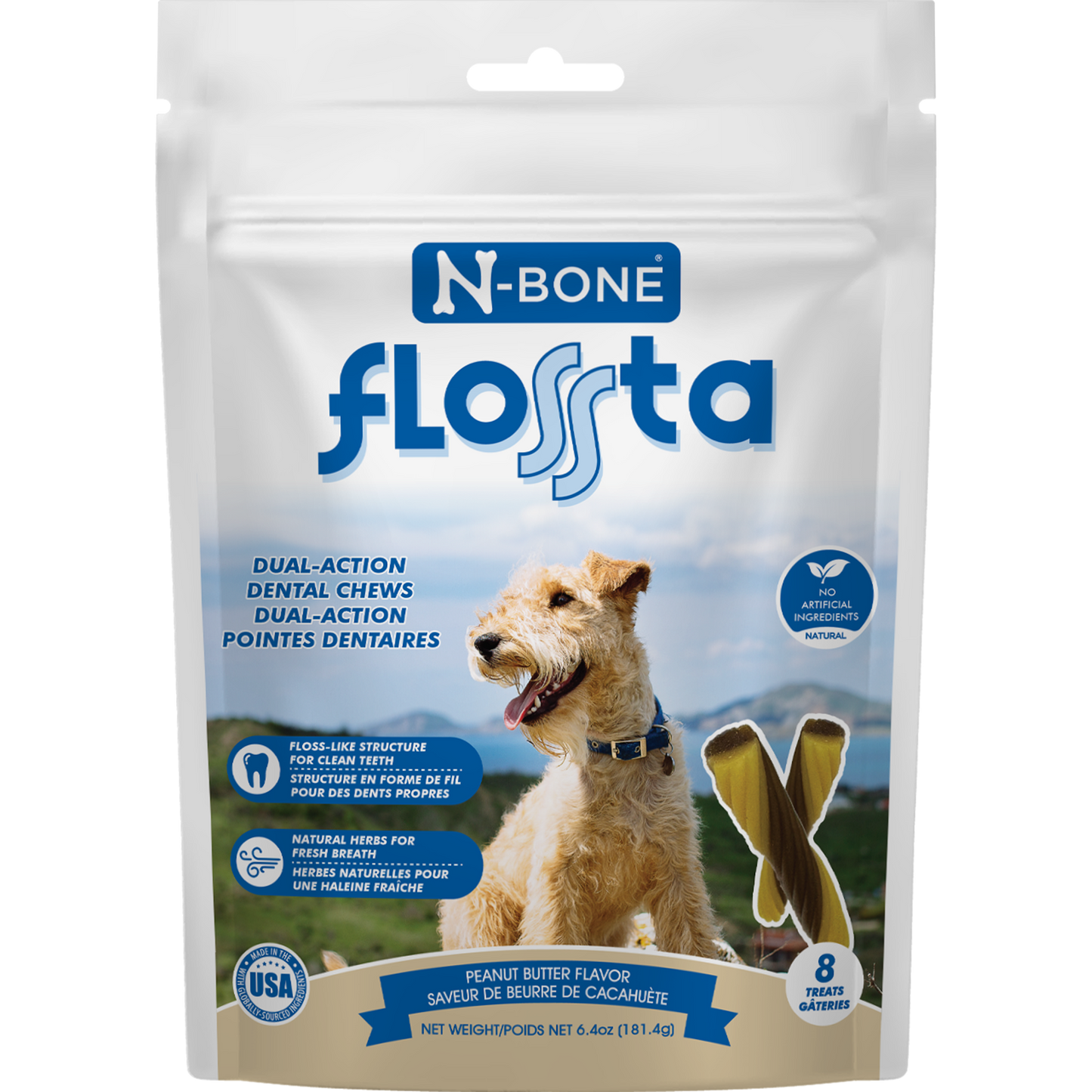 N-Bone Flossta Dual-Action Dental Chews Peanut Butter Flavor