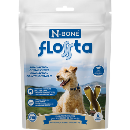 N-Bone Flossta Dual-Action Dental Chews Peanut Butter Flavor