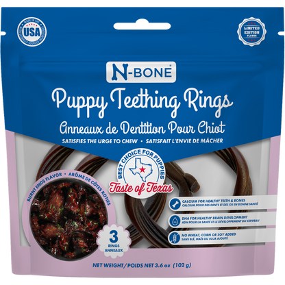 N-Bone Puppy Teething Rings Taste of Texas Burnt Ends Flavor