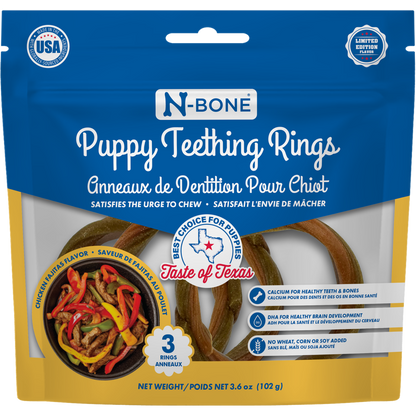 N-Bone Puppy Teething Rings Taste of Texas Chicken Fajitas Flavor