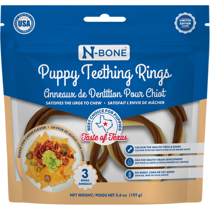 N-Bone Puppy Teething Rings Taste of Texas Queso Con Carne Flavor