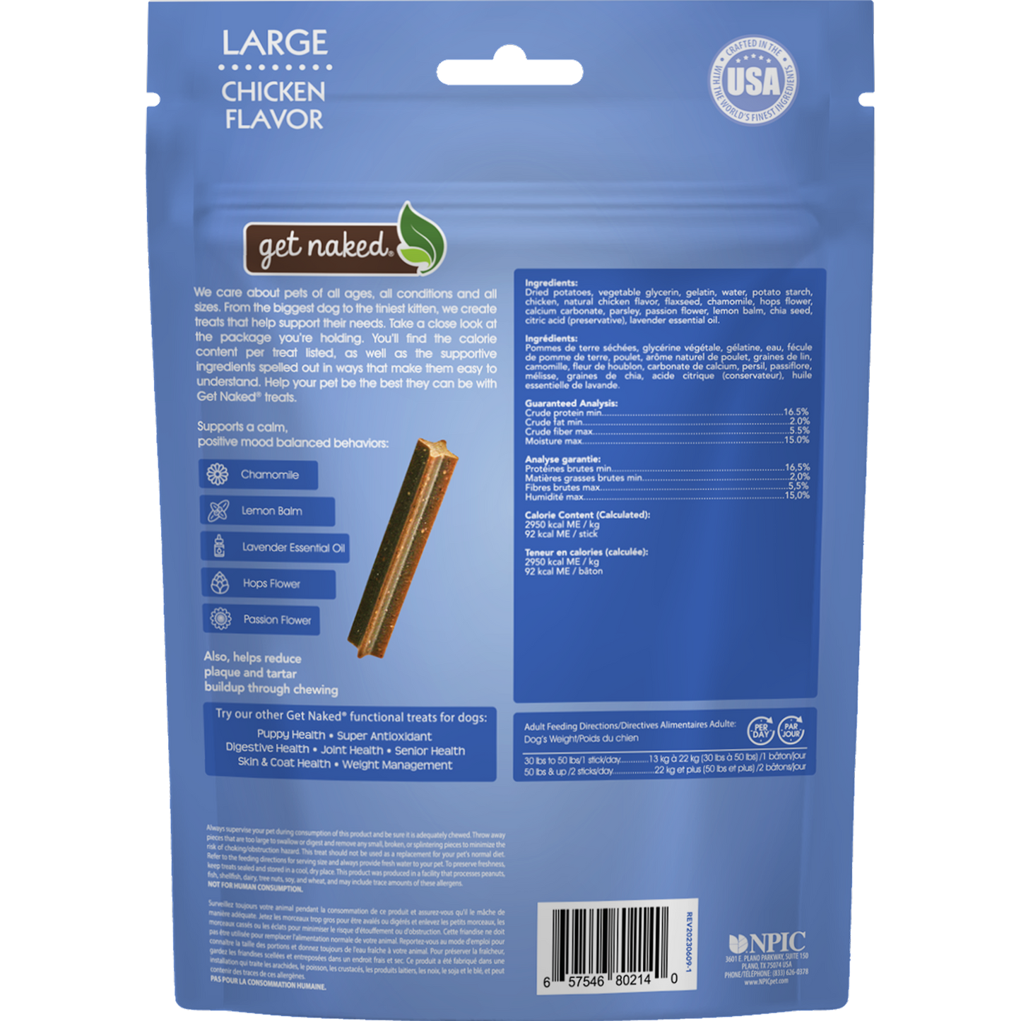 Get Naked® Calming Health Dental Dog Chew Sticks