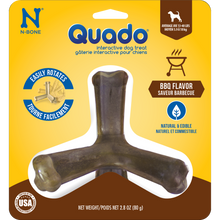 N-Bone® Quado® Interactive Dried Dog Chew Bone, BBQ Flavor - Natural, Edible, 100% Digestible Alternative to Plastic Chew Toys - Made in the USA