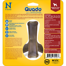 N-Bone® Quado® Interactive Dried Dog Chew Bone, Bacon Flavor - Natural, Edible, 100% Digestible Alternative to Plastic Chew Toys - Made in the USA