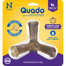 N-Bone® Quado® Interactive Dried Dog Chew Bone, Pumpkin Flavor - Natural, Edible, 100% Digestible Alternative to Plastic Chew Toys - Made in the USA