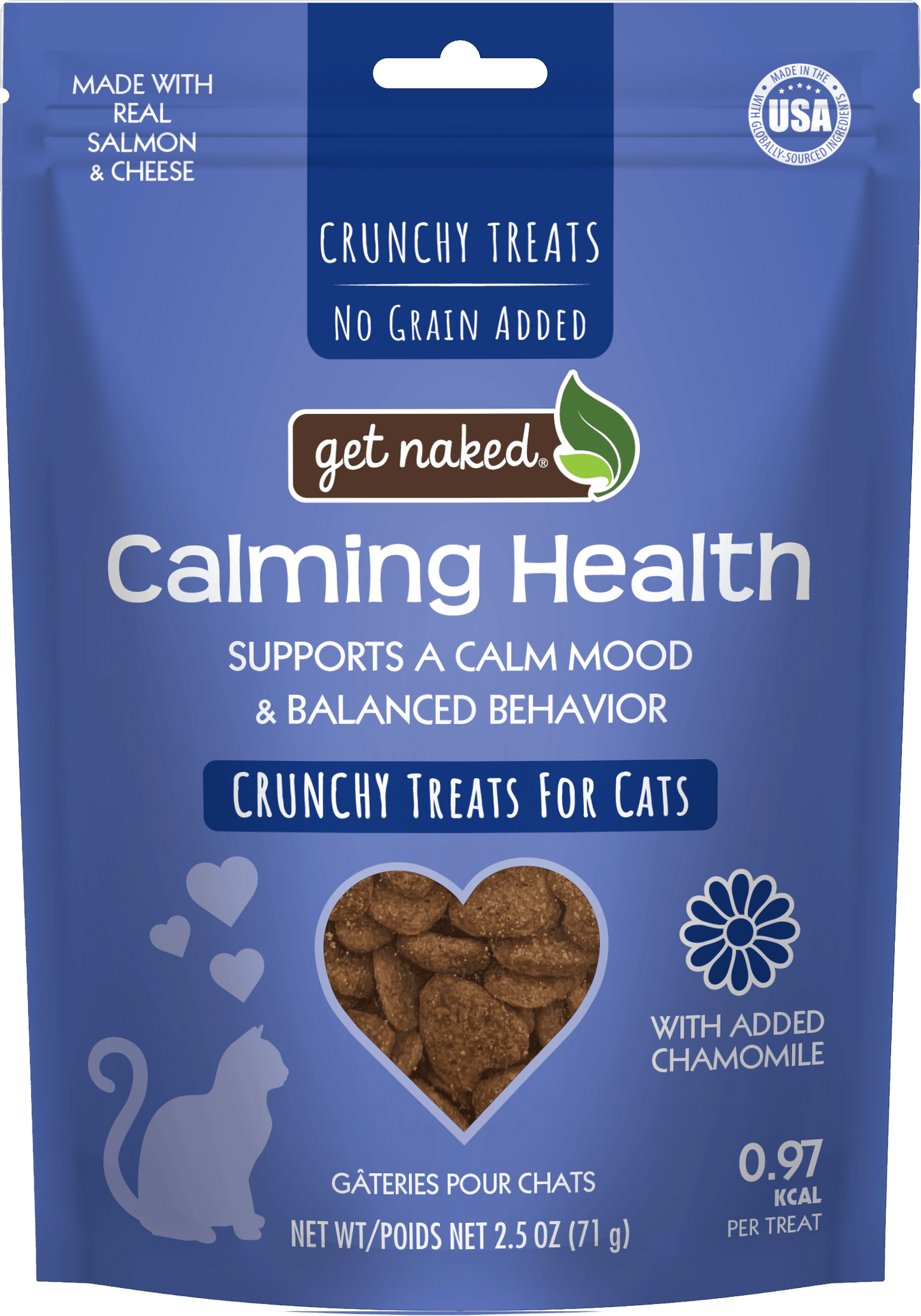 Get Naked® Calming Health Functional Crunchy Treats for Cats, Salmon & Cheese Flavor