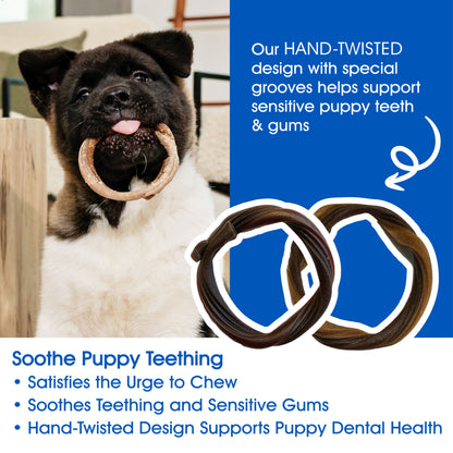 N-Bone® Puppy Teething Rings Burnt Ends & Pulled Pork Flavor, Dried Chews for Dogs, 3-count Bag x 2, Variety Pack - Natural Puppy Chew Toys Alternative for Teething Discomfort - for Dogs of All Sizes