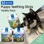 N-Bone Puppy Teething Sticks Variety Pack with a dog on a light green background