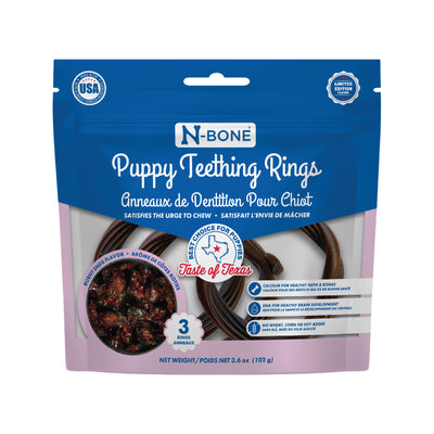 N-Bone Puppy Teething Rings Taste of Texas Burnt Ends Flavor