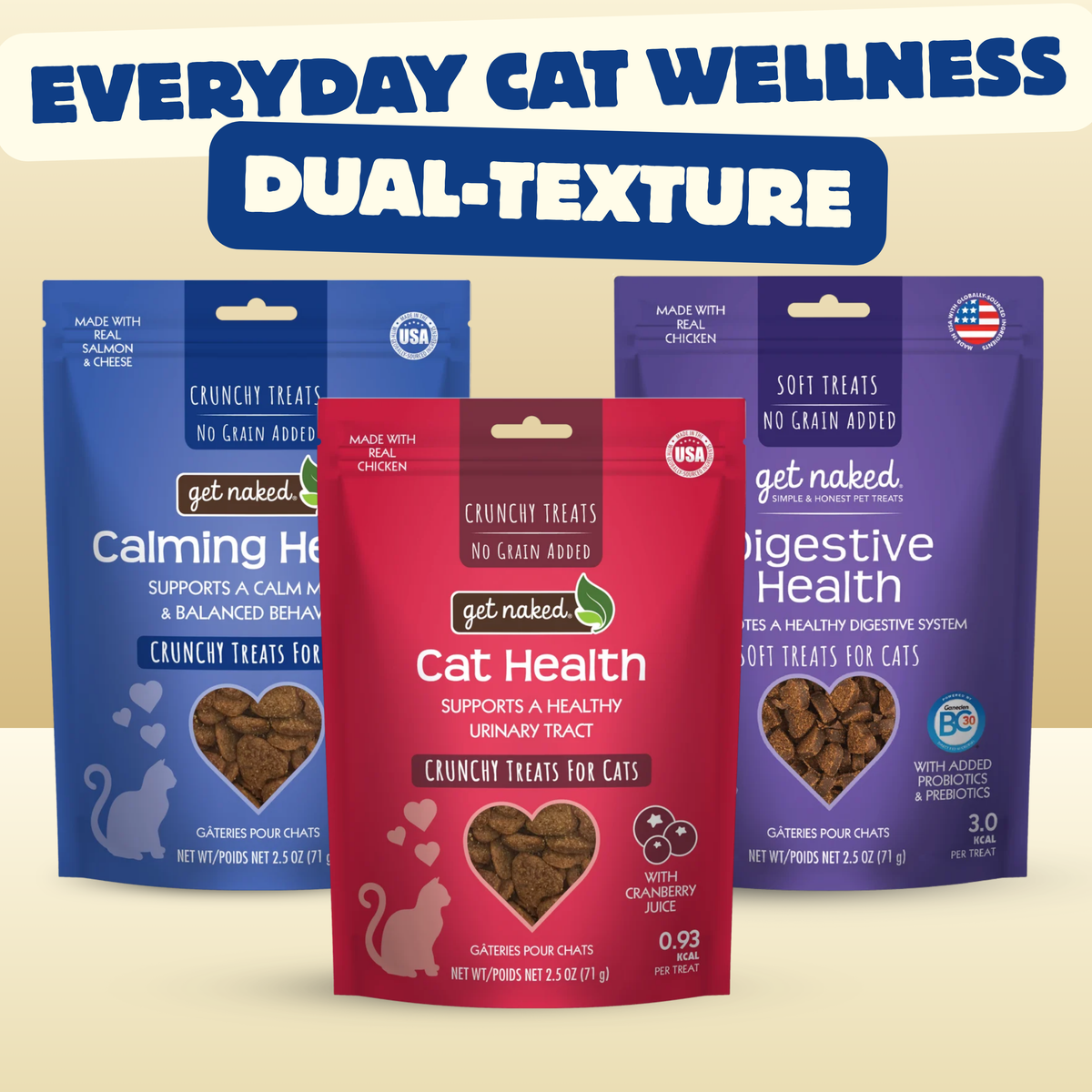 Get Naked Everyday Cat Wellness Functional Treat Variety Pack, 3-Pack