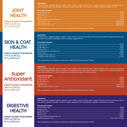 Get Naked® Dog Dental Chew Small Sticks Variety Pack, Joint + Skin + Digestive + Antioxidant Health - Total 4 Bags, 24.8-oz, 64 Sticks