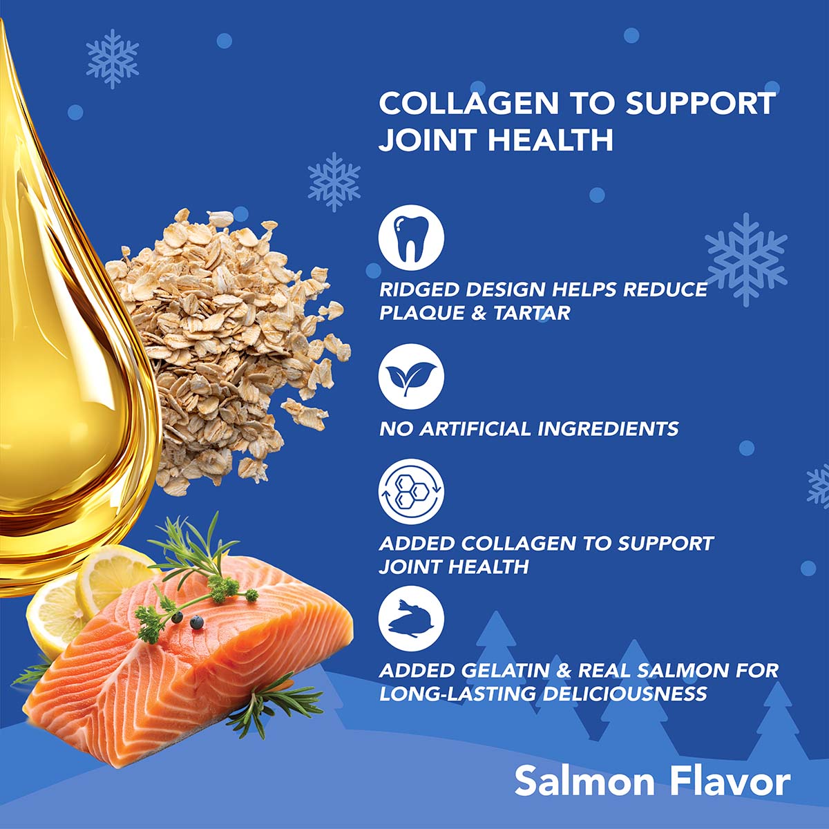 N-Bone® Holiday Chime Dental Chews Long-Lasting & Fun Limited Edition Salmon Flavor (6 Sticks)