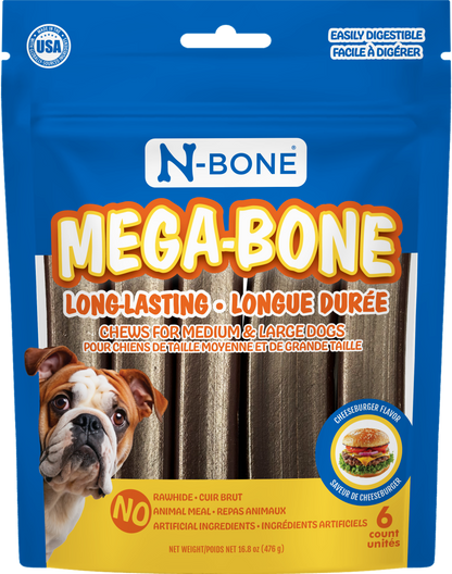 N-Bone® Mega-Bone  Long-Lasting Chew Cheeseburger Flavor 6 count