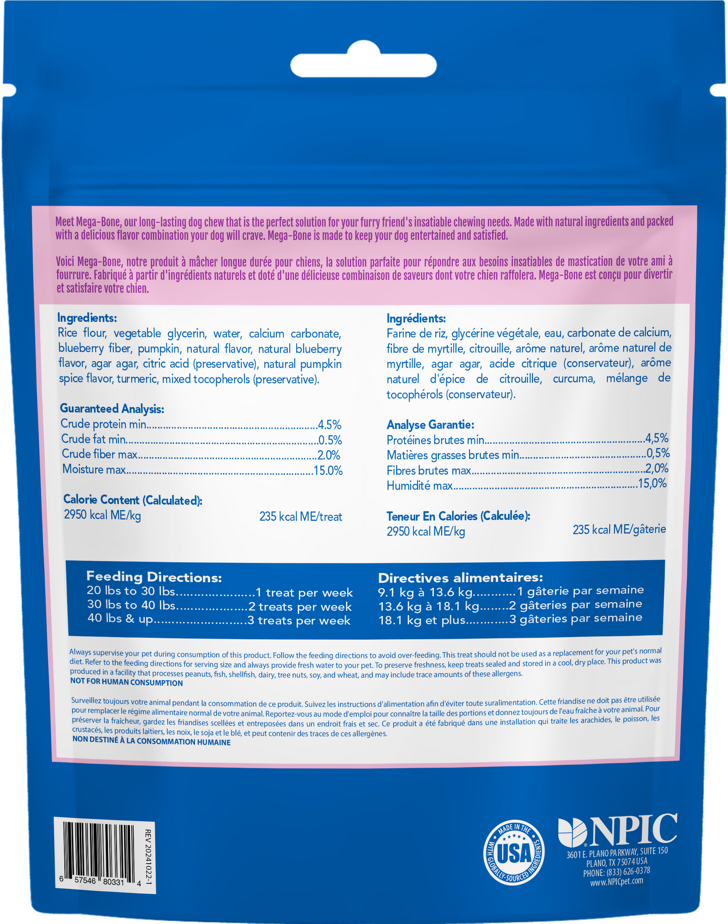 N-Bone® Mega-Bone Long-Lasting Chew Blueberry Pumpkin Muffin Flavor 6 count