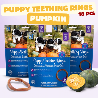 N-Bone® Puppy Teething Rings Value Pack - Pumpkin Flavor (3 Bags, 18 Count)