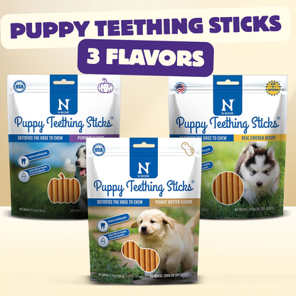 N-Bone® Puppy Teething Sticks® Variety Pack, Chicken, Peanut Butter & Pumpkin (3 Bags)