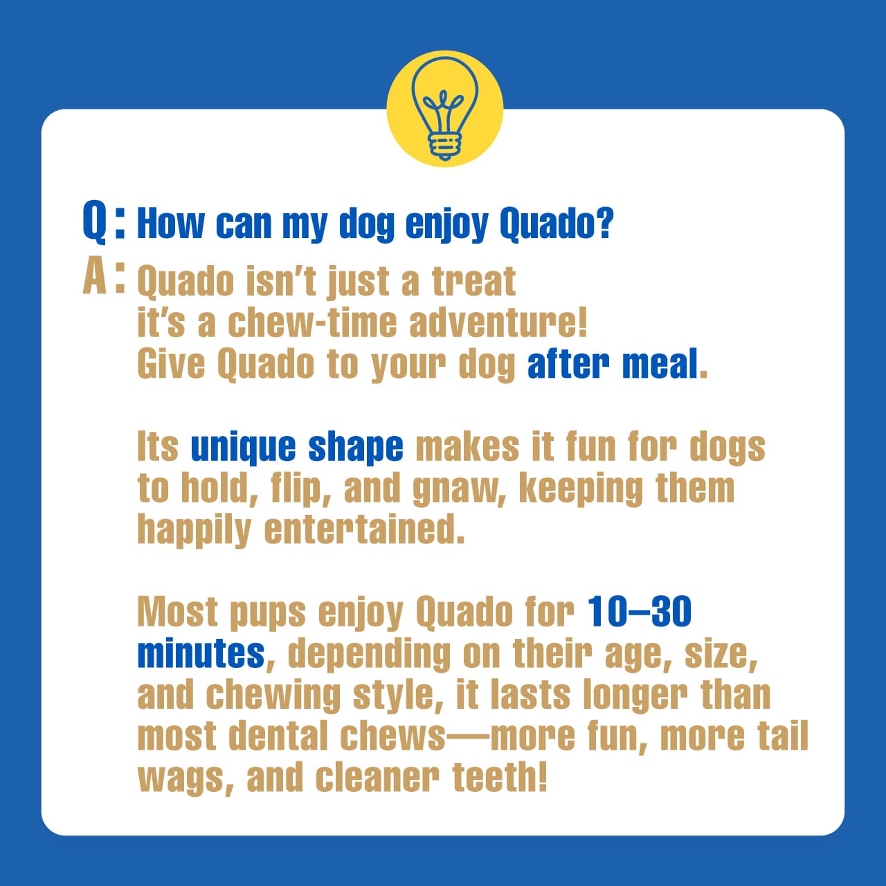 N-Bone® Quado® Interactive Dried Dog Chew Bone, Peanut Flavor - Natural, Edible, 100% Digestible Alternative to Plastic Chew Toys - Made in the USA
