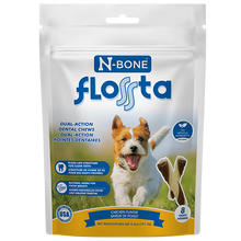 N-Bone Flosta dual-action dental chews packaging with a dog on a white background