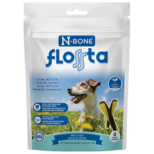 N-Bone Flosta dog chew packaging with a dog on a grassy field