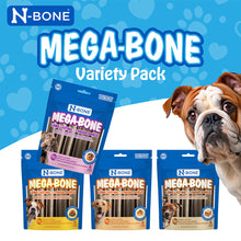 N-Bone® Mega-Bone Long-Lasting Chew Variety Pack, Cheeseburger  + Peanut Butter & Jelly +  Mac n' Cheese +  Blueberry Pumpkin Muffin, Total 4 bags, 24 counts