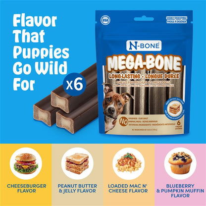 N-Bone® Mega-Bone Long-Lasting Chew Peanut Butter & Jelly Flavor  6 count