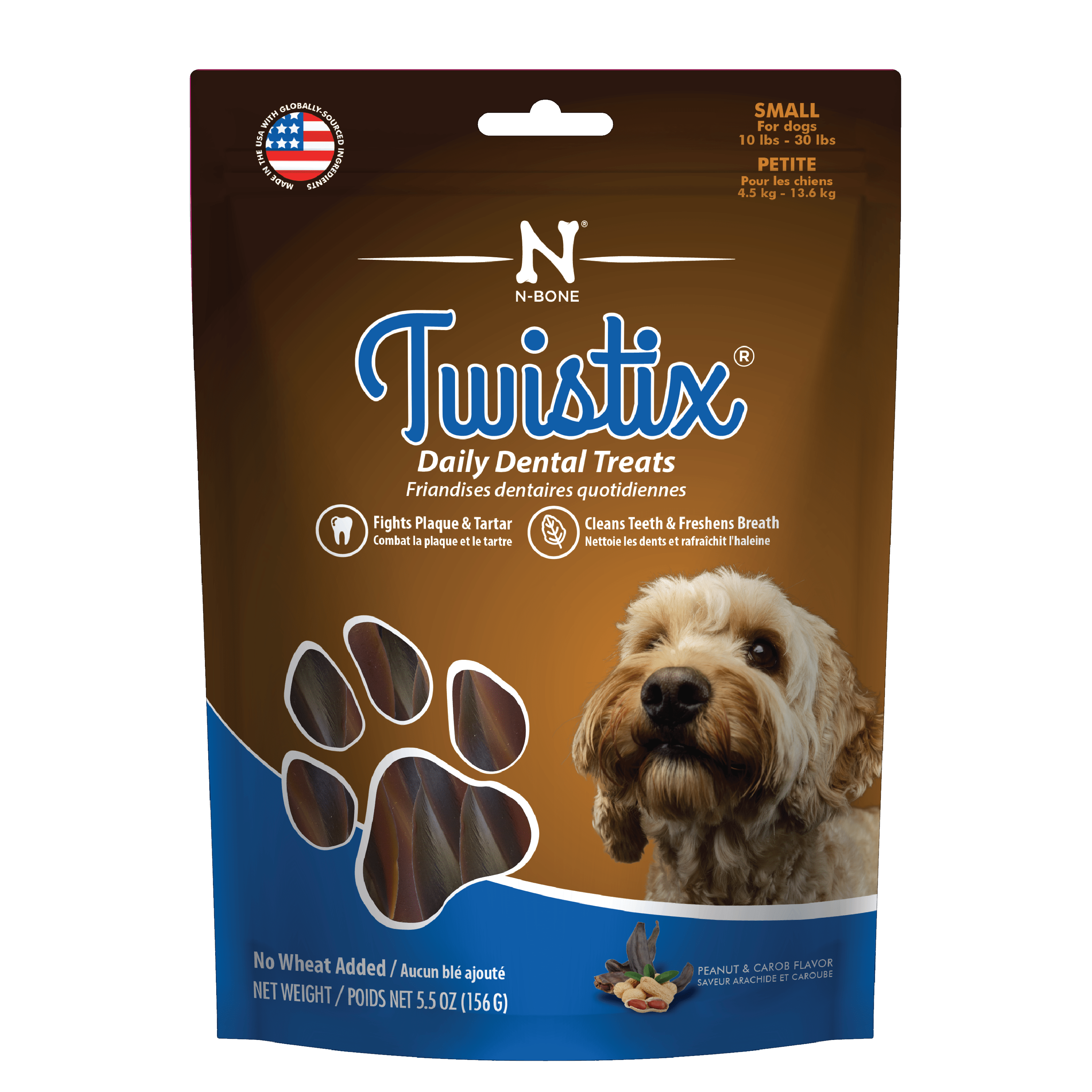 N Bone Twistix Dental Treats Peanut Carob Flavor npicpet