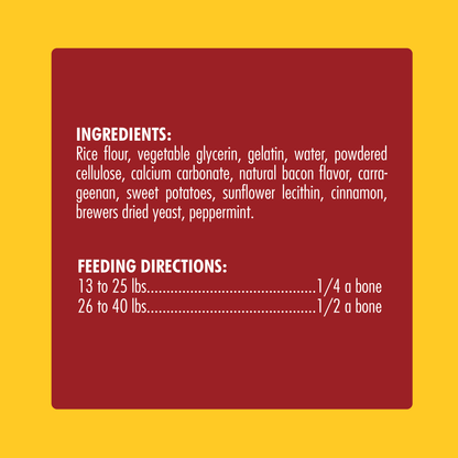 N-Bone® Quado® Interactive Dried Dog Chew Bone, Bacon Flavor - Natural, Edible, 100% Digestible Alternative to Plastic Chew Toys - Made in the USA