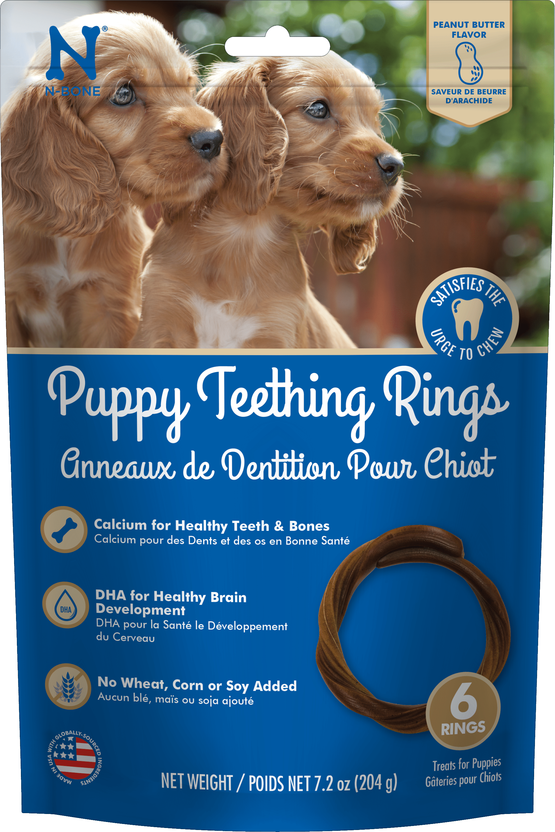 N Bone Puppy Teething Rings Peanut Butter Flavor npicpet
