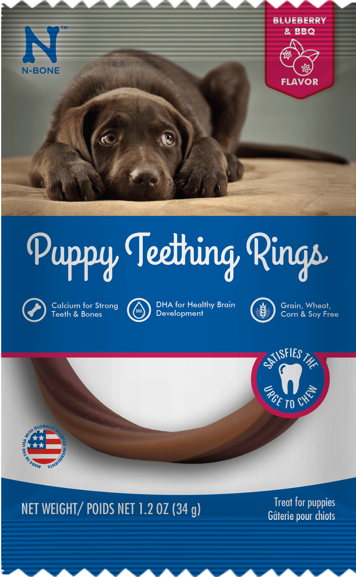 N-Bone® Puppy Teething Rings Grain-Free Blueberry & BBQ Flavor